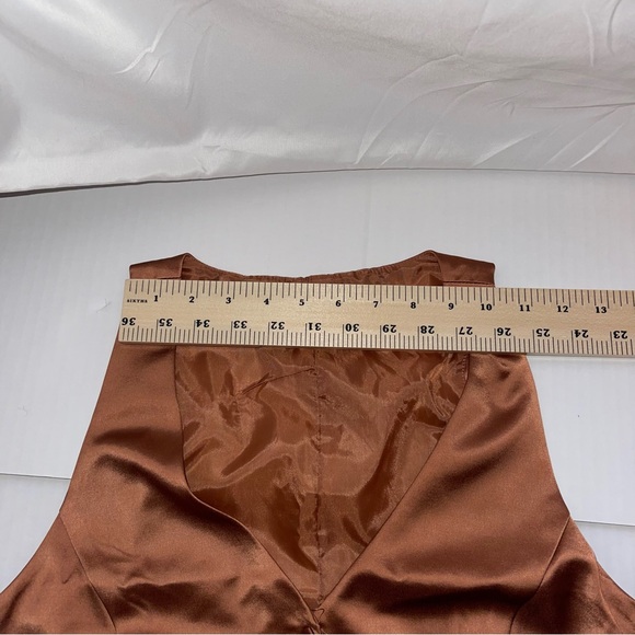 Jason Wu Vest Women's Medium Copper Bronze Sleeveless Blouse Satin Button - Picture 4 of 7